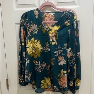 JODIFL Teal Floral Blouse